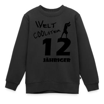 D00316 Welt coolster 12 jähriger - Kinder Premium Organic Sweatshirt - Schwarz - Vorne - AI Model Kid Female (0cm)