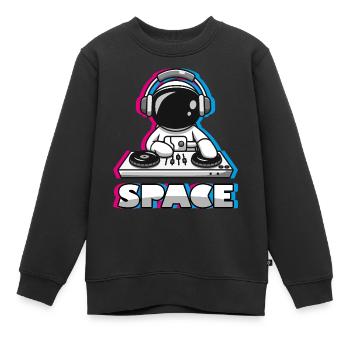 DJ SPACE TECHNO TRICOLORE - TREND 2021 - Sweat Premium enfant bio - noir - Devant - AI Model Kid Female (0cm)