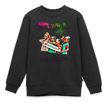 FIHAVANANA MALAGASY - Kids Premium Organic Sweatshirt - black - Front - AI Model Kid Female (0cm)