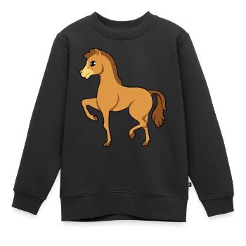 Cheval - Sweat Premium enfant bio - noir - Devant - AI Model Kid Female (0cm)