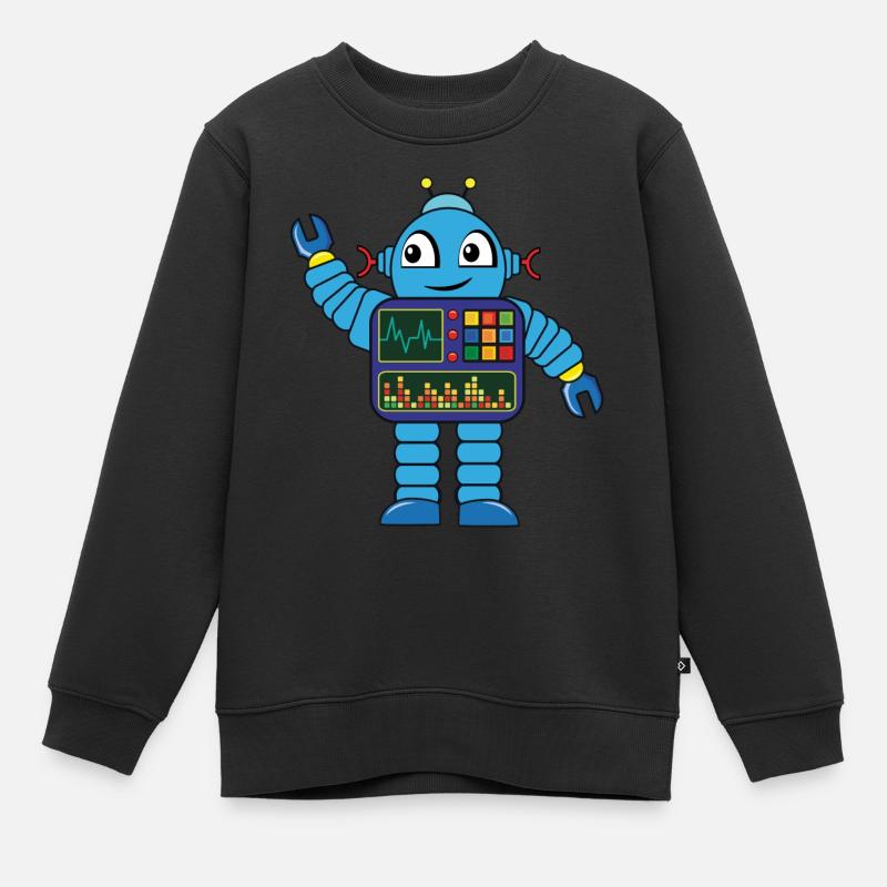 Petit robot bleu - Sweat Premium enfant bio - noir