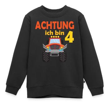 4. Geburtstag Achtung ich bin 4 - Kinder Premium Organic Sweatshirt - Schwarz - Vorne - AI Model Kid Female (0cm)