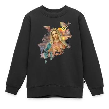 Marie madona-Marie-mère de Jésus - Sweat Premium enfant bio - noir - Devant - AI Model Kid Female (0cm)
