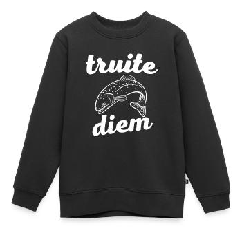 truite diem - Sweat Premium enfant bio - noir - Devant - AI Model Kid Female (0cm)
