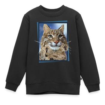 Luchs - Kinder Premium Organic Sweatshirt - Schwarz - Vorne - AI Model Kid Female (0cm)
