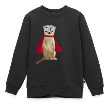 Erdmännchen SuperHero Cool Boy hey fred superheld - Kinder Premium Organic Sweatshirt - Schwarz - Vorne - AI Model Kid Female (0cm)