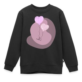 Love Schriftzug 2 Luftballons Herzballons Spruch - Kinder Premium Organic Sweatshirt - Schwarz - Vorne - AI Model Kid Female (0cm)