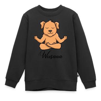 Auszeit Durchatmen Wusaaa Hund - Kinder Premium Organic Sweatshirt - Schwarz - Vorne - AI Model Kid Female (0cm)
