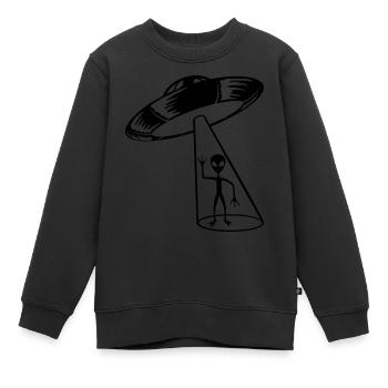 Beam Ufo Alien beckons - Kids Premium Organic Sweatshirt - black - Front - AI Model Kid Female (0cm)