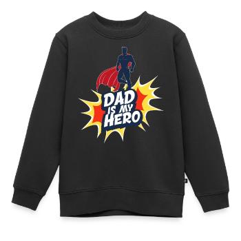 Papa ist mein Held - Kinder Premium Organic Sweatshirt - Schwarz - Vorne - AI Model Kid Female (0cm)