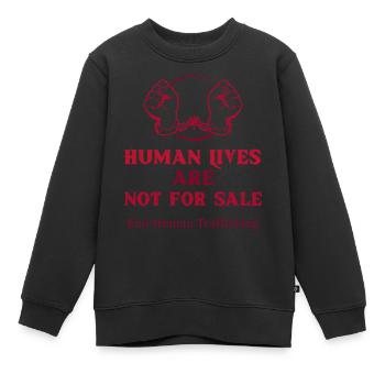 Menschenleben stehen nicht zum Verkauf und Menschenhandel - Kinder Premium Organic Sweatshirt - Schwarz - Vorne - AI Model Kid Female (0cm)