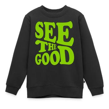 voir la bonne citation - Sweat Premium enfant bio - noir - Devant - AI Model Kid Female (0cm)