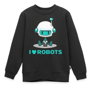 I Love Robots Cute Robot - Kids Premium Organic Sweatshirt - black - Front - AI Model Kid Female (0cm)
