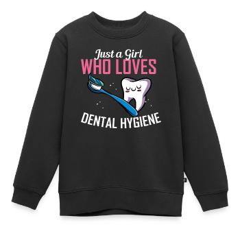 Zahnhygieniker Zahnarzt Zähne Mundhygiene - Kinder Premium Organic Sweatshirt - Schwarz - Vorne - AI Model Kid Female (0cm)