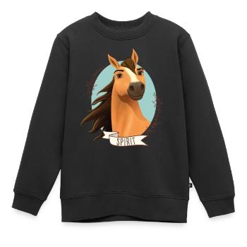 Spirit - Cheval Sauvage - Sweat Premium enfant bio - noir - Devant - AI Model Kid Female (0cm)
