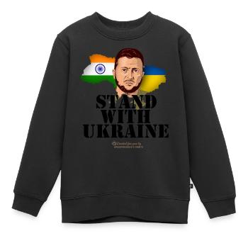 Indien Stand with Ukraine - Kinder Premium Organic Sweatshirt - Schwarz - Vorne - AI Model Kid Female (0cm)