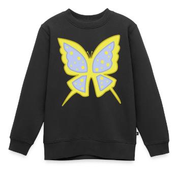 Papillion de lumiere jaune bleu - Sweat Premium enfant bio - noir - Devant - AI Model Kid Female (0cm)