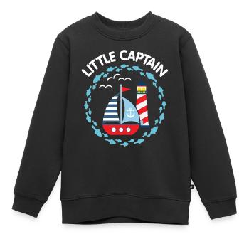 Kleiner Kapitän mit Segelboot und Leuchtturm - Kinder Premium Organic Sweatshirt - Schwarz - Vorne - AI Model Kid Female (0cm)