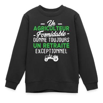 Un agriculteur donne un retraité exceptionnel - Sweat Premium enfant bio - noir - Devant - AI Model Kid Female (0cm)
