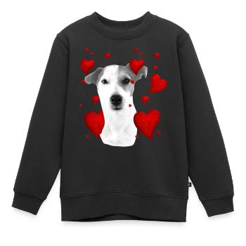 Jack Russel mit Herzen - Kinder Premium Organic Sweatshirt - Schwarz - Vorne - AI Model Kid Female (0cm)