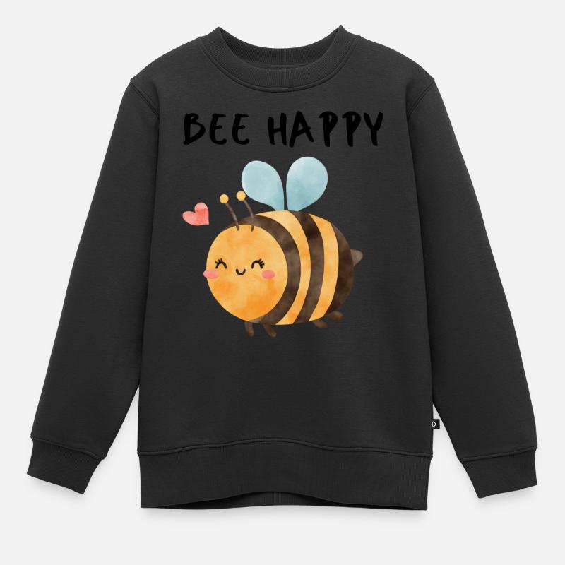 Bee Happy - Sweat Premium enfant bio - noir