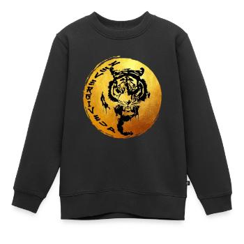 Tiger Never Give Up - Sweat Premium enfant bio - noir - Devant - AI Model Kid Female (0cm)