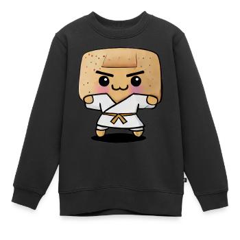 Karaté Toast - Sweat Premium enfant bio - noir - Devant - AI Model Kid Female (0cm)