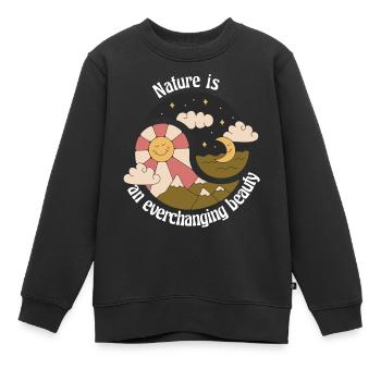 La nature est une beauté en constante évolution que la nature conçoit - Sweat Premium enfant bio - noir - Devant - AI Model Kid Female (0cm)