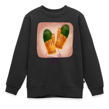 gestrickte Handschuhe - Kinder Premium Organic Sweatshirt - Schwarz - Vorne - AI Model Kid Female (0cm)