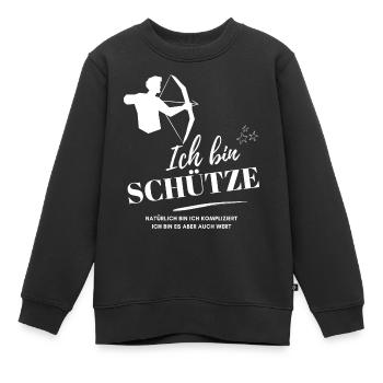 Ich bin Schütze Sternzeichen Astrologie - Kinder Premium Organic Sweatshirt - Schwarz - Vorne - AI Model Kid Female (0cm)