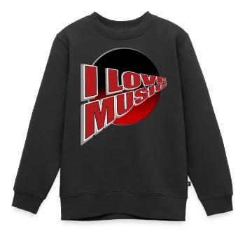 Ich liebe Musik - du auch? - Kinder Premium Organic Sweatshirt - Schwarz - Vorne - AI Model Kid Female (0cm)