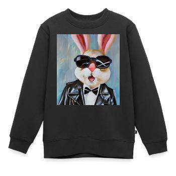 Stylischer Hase - Kinder Premium Organic Sweatshirt - Schwarz - Vorne - AI Model Kid Female (0cm)