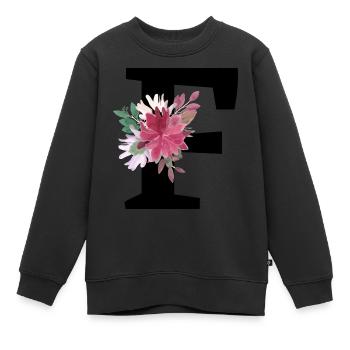 Buchstabe f blumig - Kinder Premium Organic Sweatshirt - Schwarz - Vorne - AI Model Kid Female (0cm)