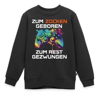 Né pour jouer, forcé de se reposer - gamers - Sweat Premium enfant bio - noir - Devant - AI Model Kid Female (0cm)