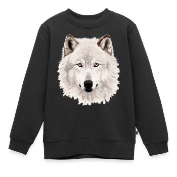 Furchtloses Auge des Wolfsgesichts Weiße Wolfsgrafik - Kinder Premium Organic Sweatshirt - Schwarz - Vorne - AI Model Kid Female (0cm)