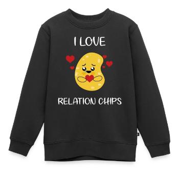 I Love Relation Chips Potato - süße Kartoffel - Kinder Premium Organic Sweatshirt - Schwarz - Vorne - AI Model Kid Female (0cm)