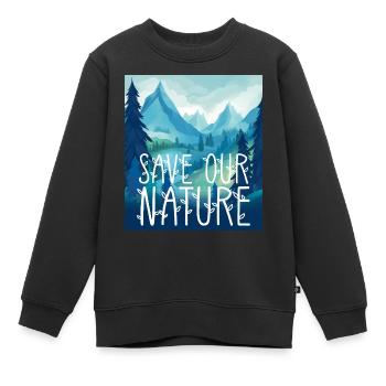 Protège notre nature - Sweat Premium enfant bio - noir - Devant - AI Model Kid Female (0cm)