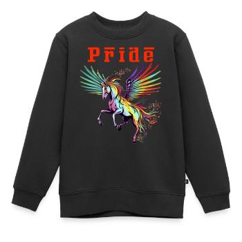 Roulez avec fierté Majestic Rainbow Pegasus Blood Red - Sweat Premium enfant bio - noir - Devant - AI Model Kid Female (0cm)