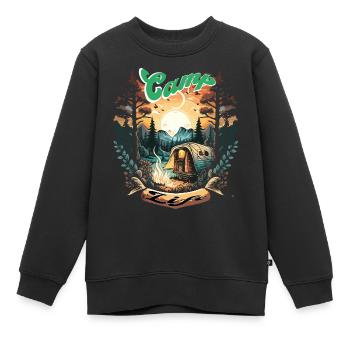 Camp Camping Zelten Outdoor Wandern Urlaub - Kinder Premium Organic Sweatshirt - Schwarz - Vorne - AI Model Kid Female (0cm)