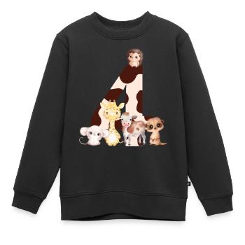 4-jähriges Jubiläum - vierjähriges Jubiläum Tiere - Kinder Premium Organic Sweatshirt - Schwarz - Vorne - AI Model Kid Female (0cm)