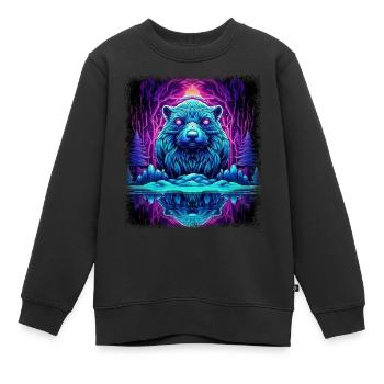 Citation amusante Colombe de la paix Hippy 1960s Green - Sweat Premium enfant bio - noir - Devant - AI Model Kid Female (0cm)