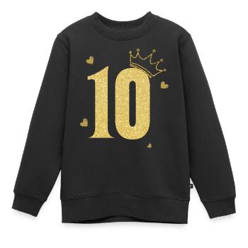 Goldene Krone zum 10-jährigen Jubiläum - Kinder Premium Organic Sweatshirt - Schwarz - Vorne - AI Model Kid Female (0cm)