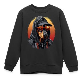Eleganter Dobermann – Umrissgrafiken - Kinder Premium Organic Sweatshirt - Schwarz - Vorne - AI Model Kid Female (0cm)