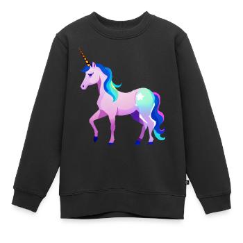 Einhorn Fabeltier Unicorn Mädchen Einhörner - Kinder Premium Organic Sweatshirt - Schwarz - Vorne - AI Model Kid Female (0cm)