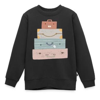 Valise Globetrotter - Sweat Premium enfant bio - noir - Devant - AI Model Kid Female (0cm)