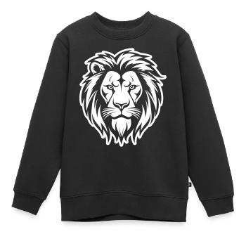 Tête de Lion Silhouette de Lion - Sweat Premium enfant bio - noir - Devant - AI Model Kid Female (0cm)