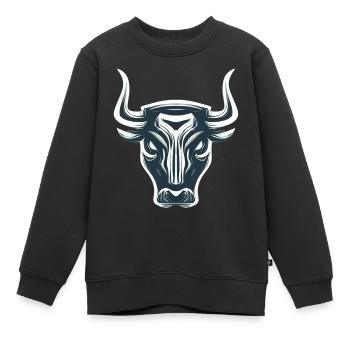 TAUREAU ÉNERVÉ STYLISÉ - Sweat Premium enfant bio - noir - Devant - AI Model Kid Female (0cm)