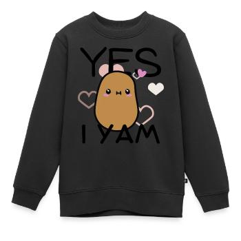 Oui I Yam Drôle Sucré Mignon Patate Kawaii Nourriture Amour - Sweat Premium enfant bio - noir - Devant - AI Model Kid Female (0cm)