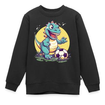 Dinosaurier Fußball - Kinder Premium Organic Sweatshirt - Schwarz - Vorne - AI Model Kid Female (0cm)