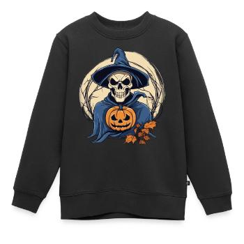Sensenmann im blauem Umhang - Kinder Premium Organic Sweatshirt - Schwarz - Vorne - AI Model Kid Female (0cm)